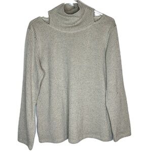 Clara Sunwoo Tan Turtle Neck Cut Out Knit Stretch Sweater Women’s Size XL